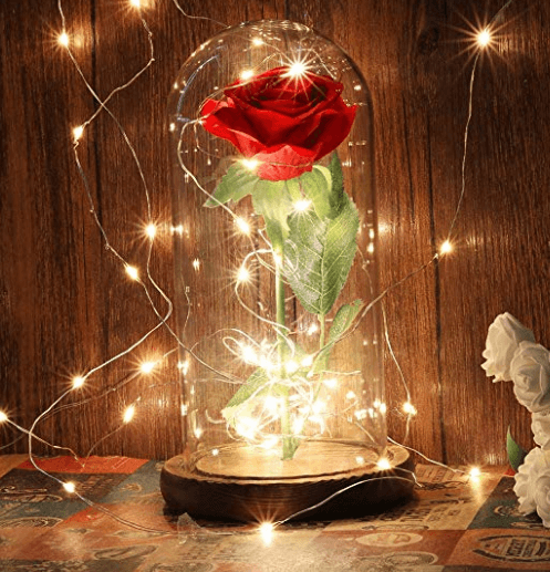 Rose Éternelle Enchantée lumineuse sous cloche - Idée Cadeau Femme - Blxck France